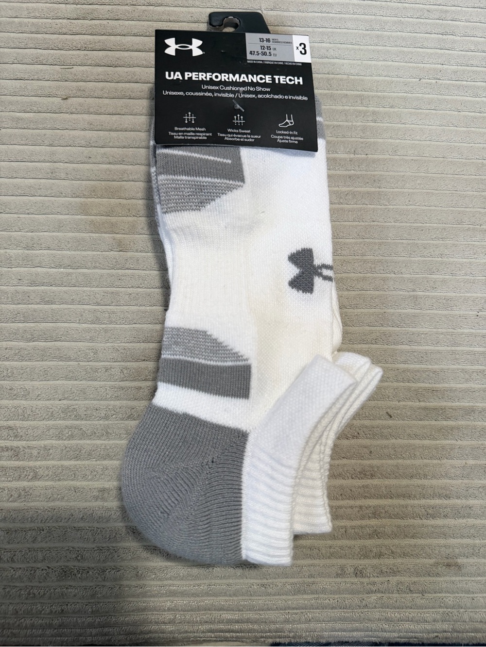 Under Armour White & Gray No-Show Performance Socks - 3 Pack